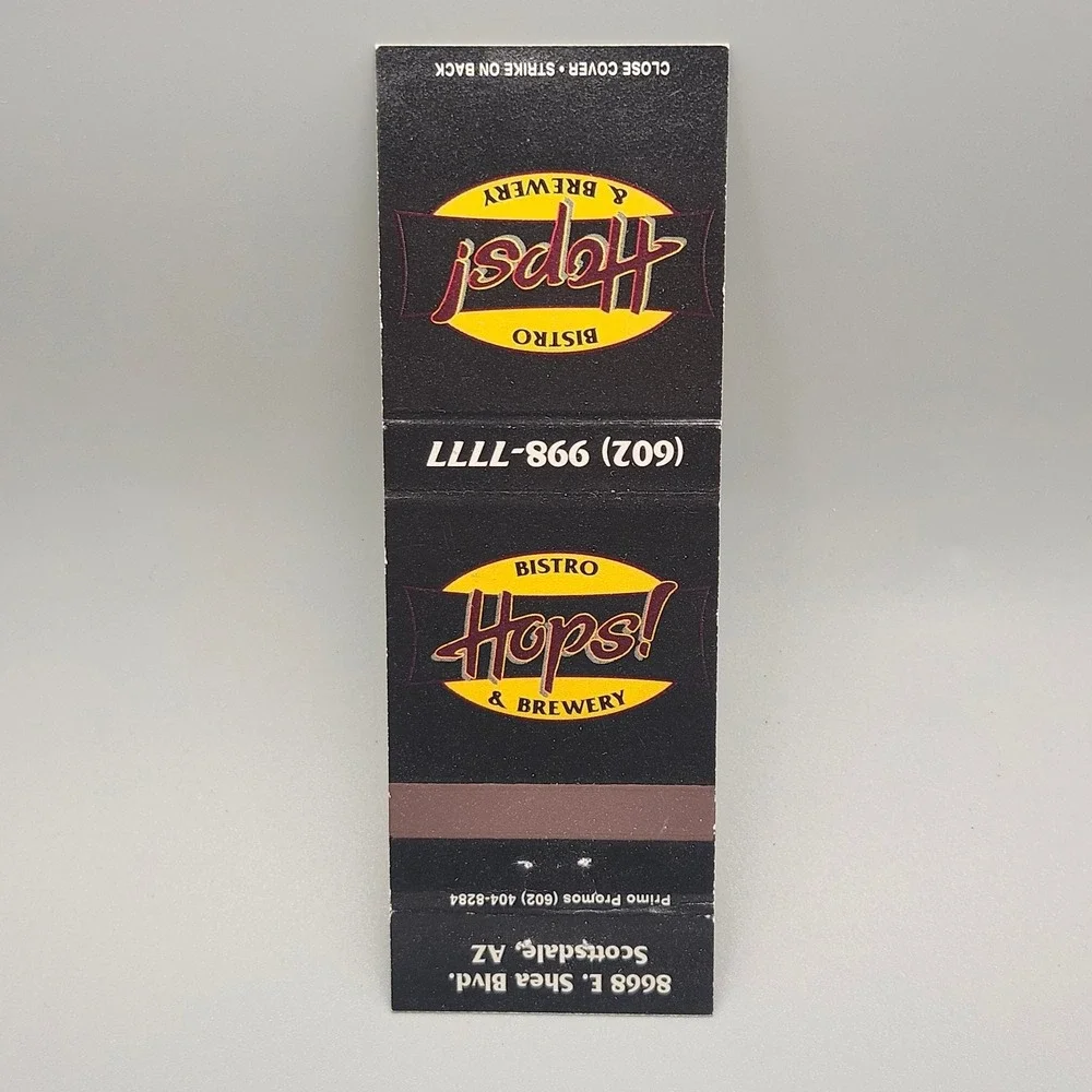Vintage Scottsdale AZ Hops! Bistro & Brewery Advertising Matchbook